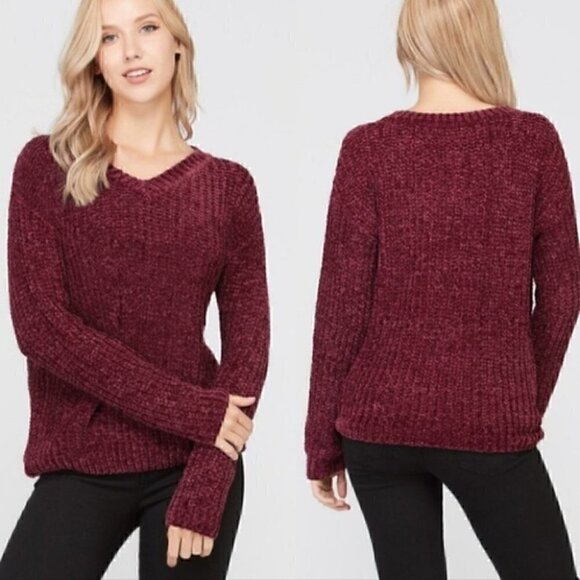 Chenille Burgundy Sweater - Picture 1 of 4